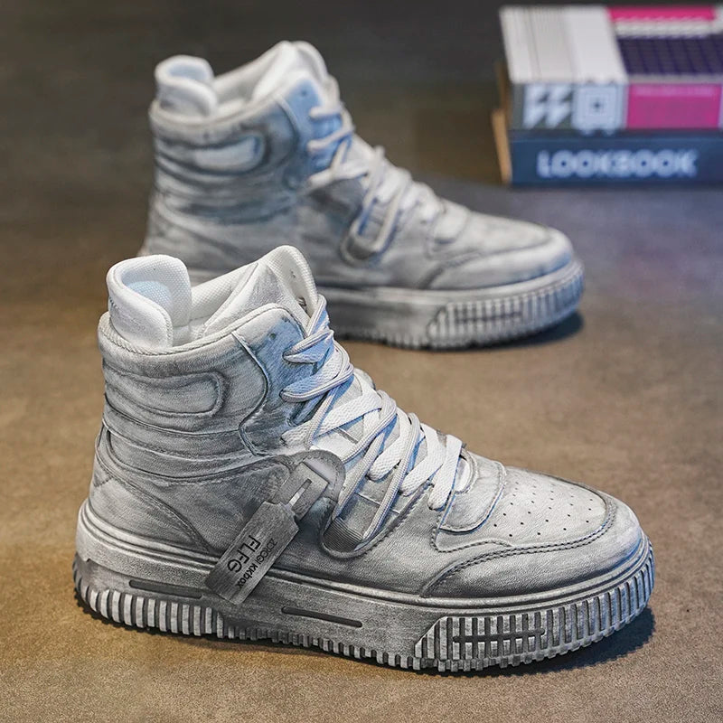 Autumn and Winter High Top Men's Fashion Trend Retro Gray Parent-Child Work Sports Shoes
