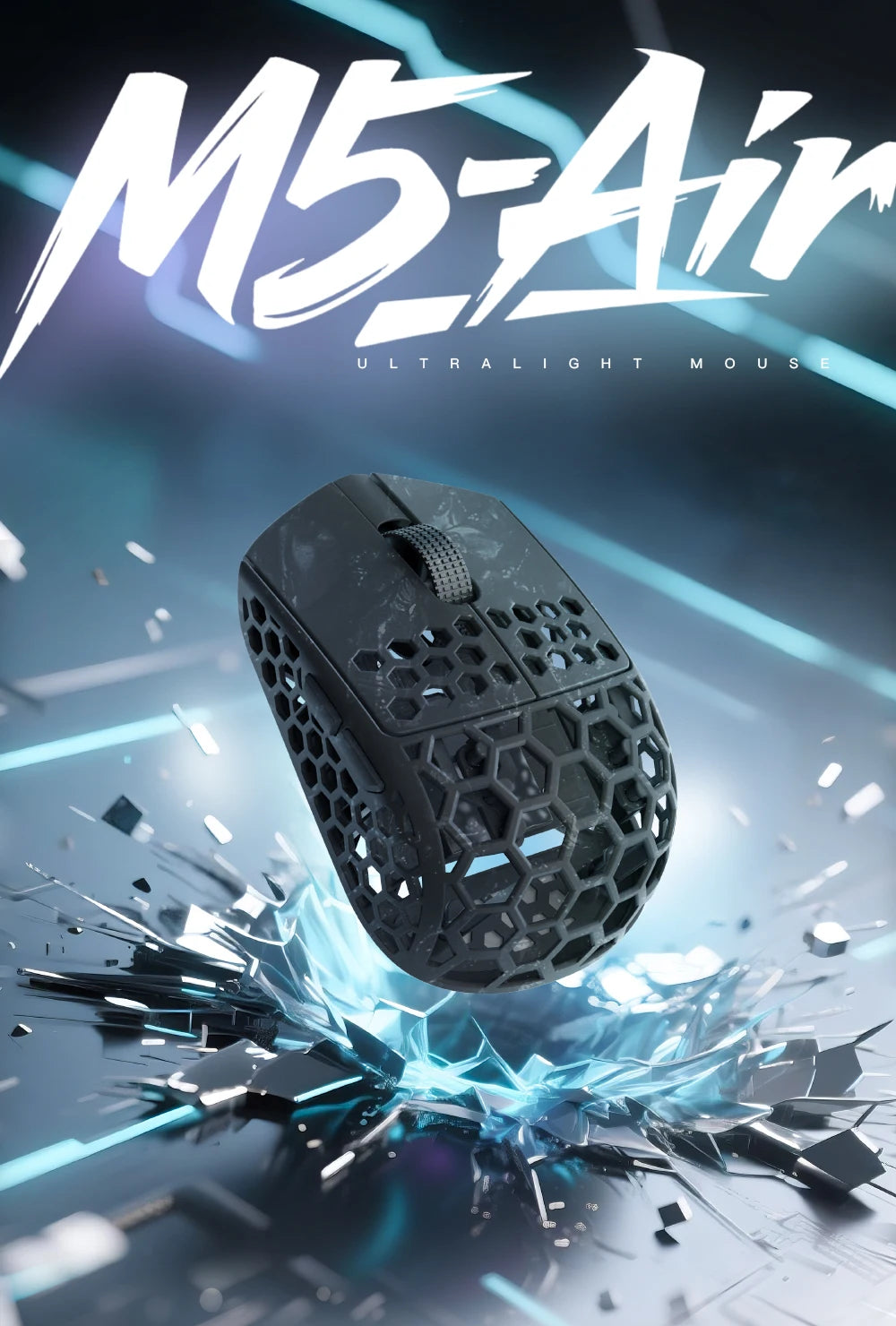 Darmoshark M5Air geschmiedete Carbonfaser kabellose 8K-Gaming-Maus PAW3950 30K DPI für kleine Hände, Finger-Grip, Game-Makro-Maus, leicht