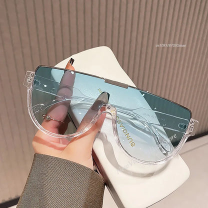 2025 New Design Monoblock Semi-round Sunglasses Designer Half Frame Goggle Shades Outdoor Oversized Sun Glasses for Women & Men