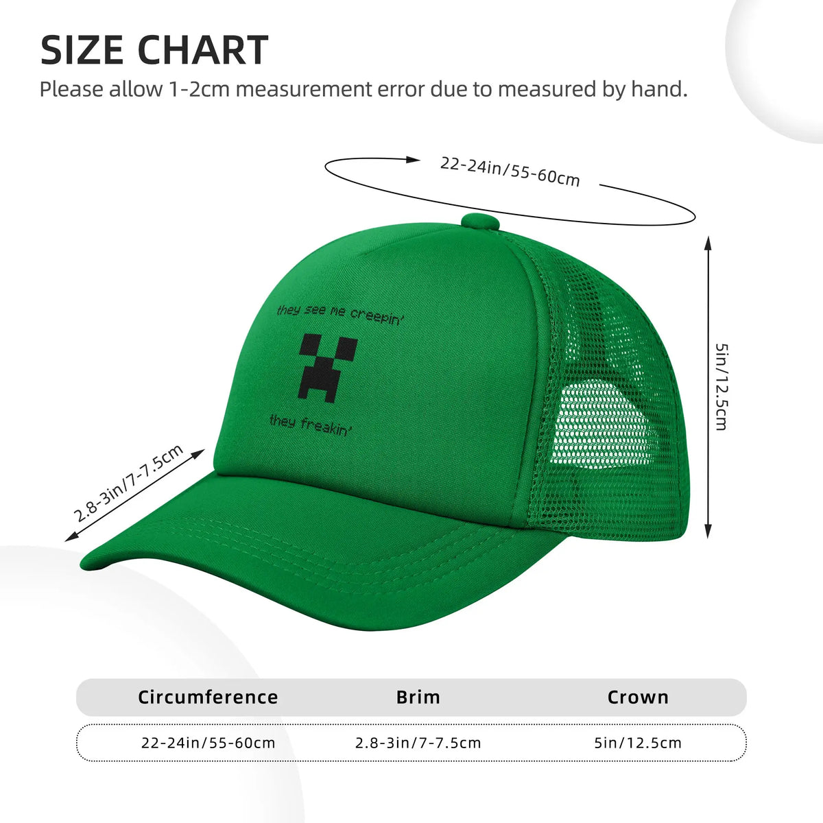 Șepci pentru adulți Creepin Creepers, șepci de camionagiu, șepci de baseball din plasă, șepci snapback, pălării de soare, șepci de soare reglabile, șepci de vară