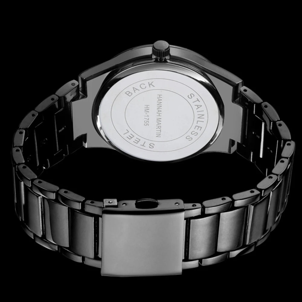 Hannah Martin herreur, rustfrit stålhus, kvartsurværk, urskive på 41 mm, professionelt design, med kalenderfunktion (imitation)
