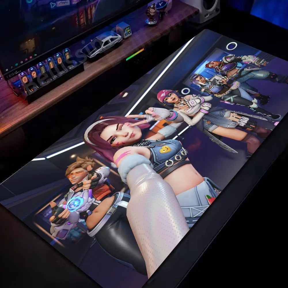 Großes Overwatch-PC-Gaming-Mauspad, süße pinke Tastatur-Erweiterungsmatte, Laptop-Gaming-Zubehör, Schreibtischmatte, Kawaii-HD-Teppich