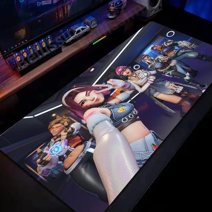 Großes Overwatch-PC-Gaming-Mauspad, süße pinke Tastatur-Erweiterungsmatte, Laptop-Gaming-Zubehör, Schreibtischmatte, Kawaii-HD-Teppich