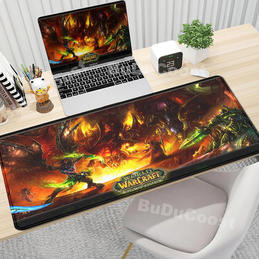 Anime World of Warcraft skrivbordsunderlägg, gamingmusmatta, datortillbehör, XXL, Lock Edge, tangentbord, musmatta, Gamer Mause, kontorsmattor