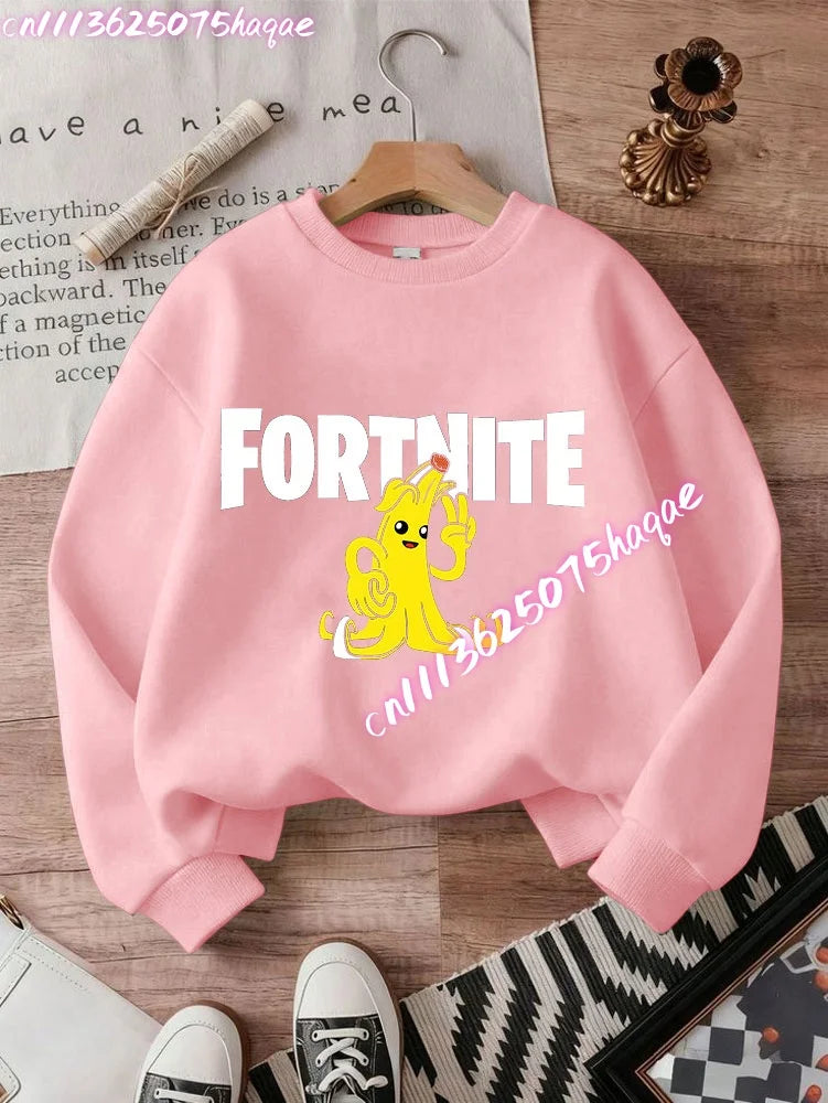 Neuer Fortnite-Kinder-Sweatshirt-Hoodie mit Cartoon-Spielcharakter-Print, lässiges Oberteil für Herbst und Winter, Baby- und Jungenbekleidung