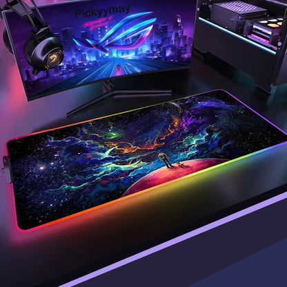 Velika RGB podloga za gaming miš, LED podloga za miš, gamerska podloga za stol, podloga za PC stol, RGB podloga za tipkovnicu XXL 90x40cm