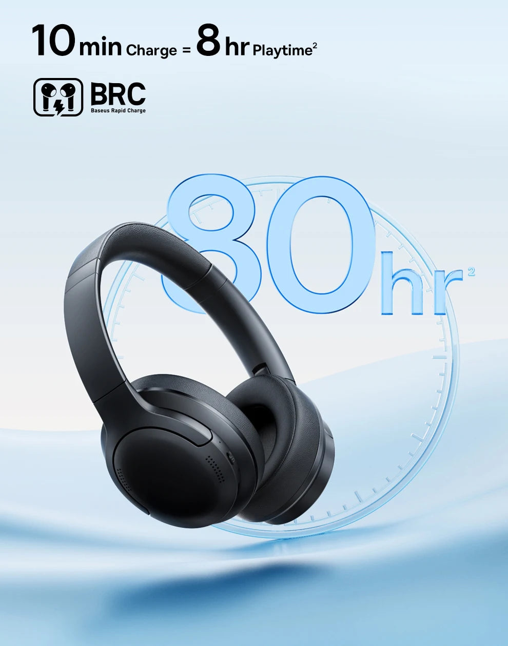 Baseus kabellose Bluetooth 5.3 Over-Ear-Kopfhörer – HiFi-40mm-Treiber, faltbares Headset mit 70H Wiedergabezeit und Spatial Audio