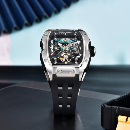 PAGANI DESIGN 42 mm-es új Alien modell, átlátszó hátlapos, átlátszó szerkezetű luxus férfi karóra, zafírüveges, automata férfi karóra
