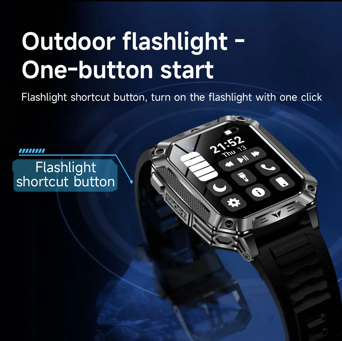 2026 TANK New 1400mAh Military GPS Smart Watch Men 2.01" AMOLED Screen 10ATM Waterproof Clock SOS Call Flashlight Smartwatch iOS