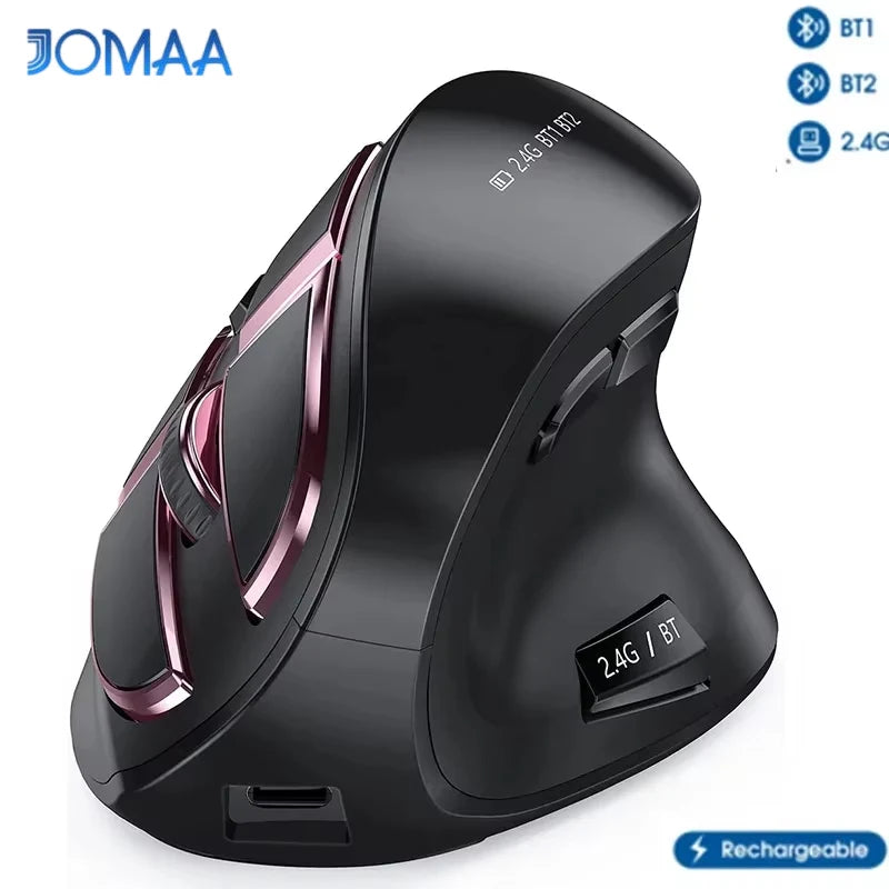 Ratón vertical inalámbrico Jomaa 2.4G+Bluetooth para Apple Mac, portátil y notebook, 9 botones, ratón gaming recargable para PC y iPad