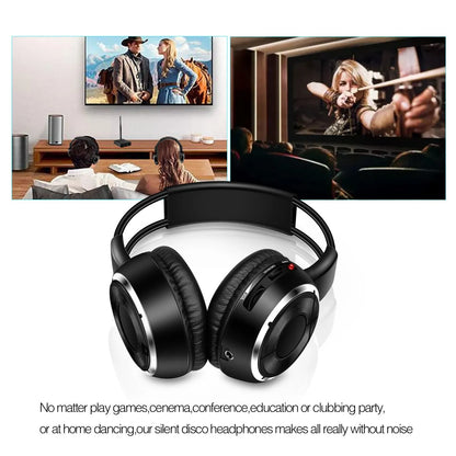 RF Silent Disco Foldable Wireless Headphones Bundle (3 Pcs with 1 Transmitter in 500m) -- House Party TV Dancing
