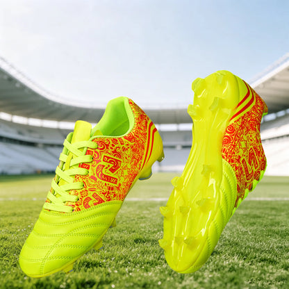 Chaussures de football AG FG pour hommes, tige en PU souple, structure de crampons renforcée, pour adultes, pour les matchs et entraînements de football en plein air sur pelouse.