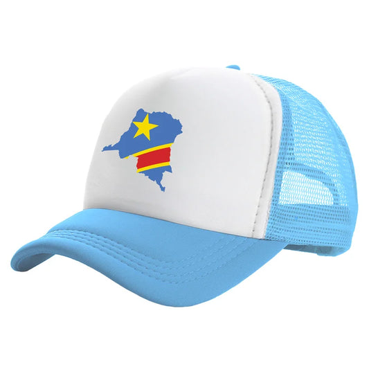 Democratic Congo Trucker Cap Men Democratic Republic of the Congo Hat Baseball Cap Cool Summer Unisex Mesh Net Caps