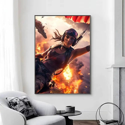 Game-F-F-Fortnites Poster, selbstklebend und wasserfest, ideal für Wohnzimmer, Schlafzimmer und Bar-Dekoration