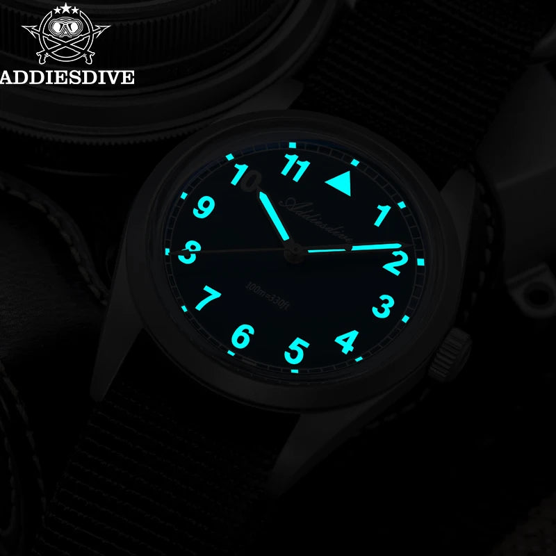 ADDIESDIVE luxus kvarc karóra férfiaknak, új, 36 mm-es, AR-bevonatú buboréküveggel, AD2079, világító, 100 m-es vízállóság, rozsdamentes acél, férfi ajándék