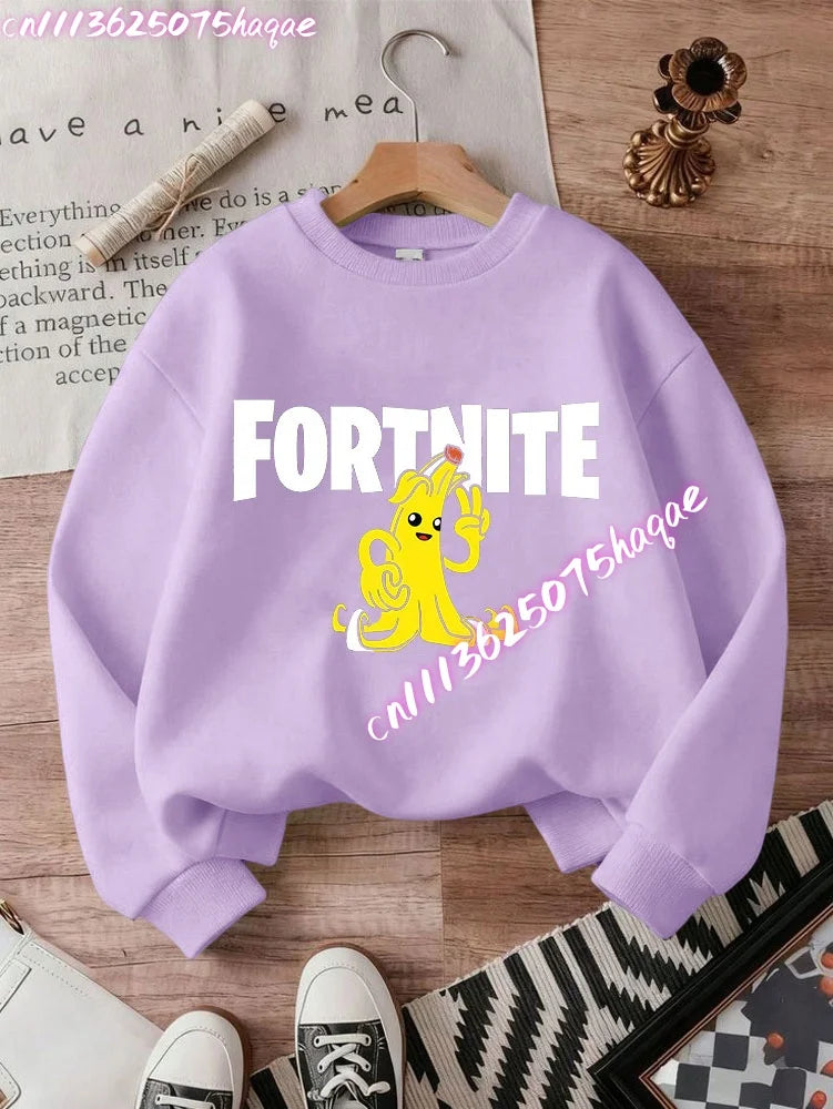 Neuer Fortnite-Kinder-Sweatshirt-Hoodie mit Cartoon-Spielcharakter-Print, lässiges Oberteil für Herbst und Winter, Baby- und Jungenbekleidung
