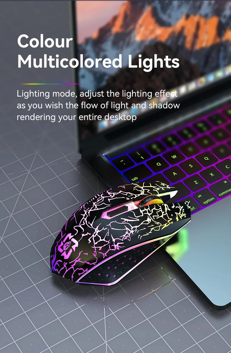2.4GHz Bluetooth trådløs mus, genopladelig RGB-baggrundsbelysning, 1600 DPI, ergonomisk designet gamingmus til PC, laptop og Macbook