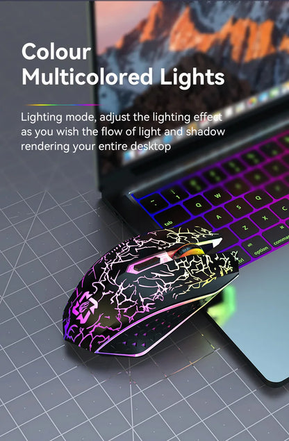 2.4GHz Bluetooth trådløs mus, genopladelig RGB-baggrundsbelysning, 1600 DPI, ergonomisk designet gamingmus til PC, laptop og Macbook