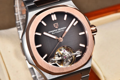 2025 New PAGANI DESIGN Rose Gold Men's Watches Tourbillon Mechanical Wristwatches Luxury Automatic Watch Men AR Sapphire Mirror