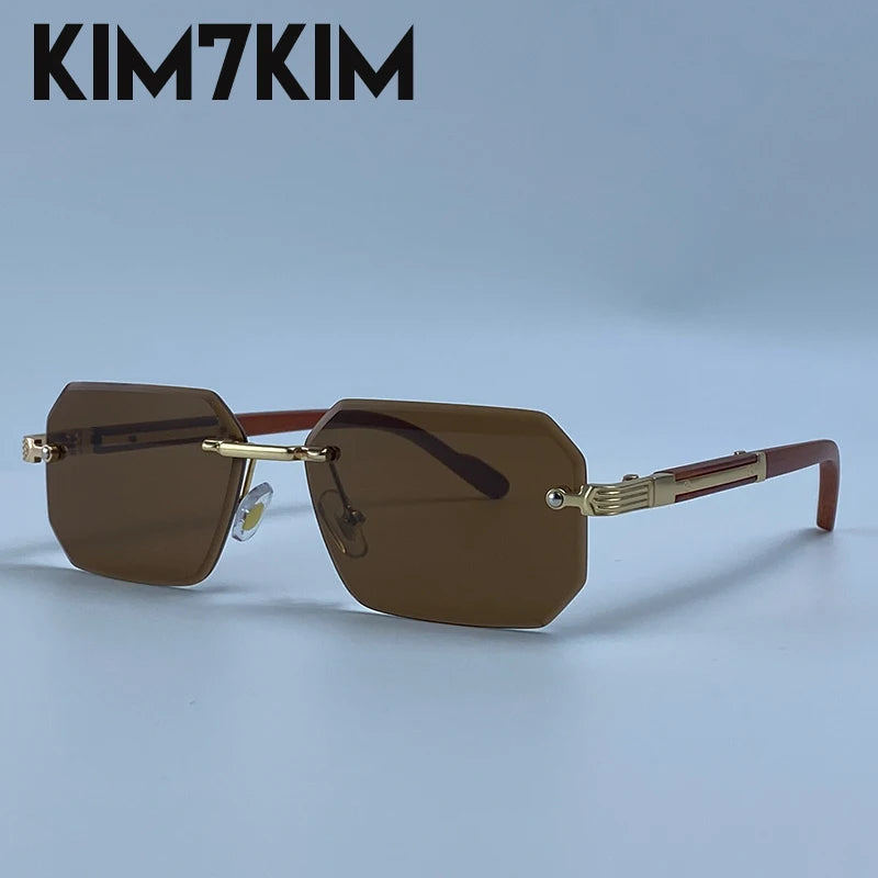 Keret nélküli téglalap alakú napszemüveg férfiaknak, luxus kivitel, vintage, geometrikus, négyzet alakú napszemüveg, férfi retro punk szemüveg, vezetési napszemüveg