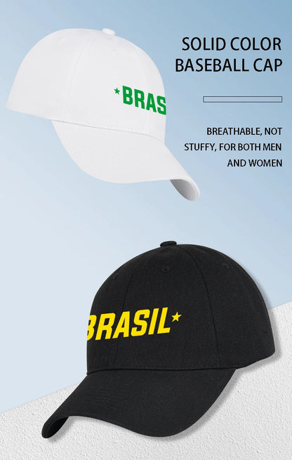 Brazil Fans “BRASIL” Printed Soft-Peak Baseball Cap – Unisex Adjustable Sun Hat for Soccer Enthusiasts – Father's Day Gift