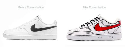 Custom Sneakers Nike Court Vision 1 Graffiti Anime Series Wear-Resistant Men's Skate Shoes