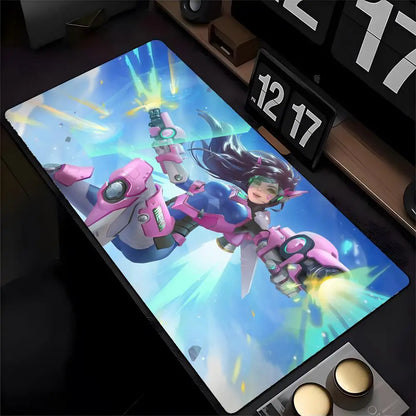 Overwatch Genji Mauspad mit HD-Druck für Computer-Gamer, vernähter Kante und rutschfester Unterseite, XXL90x40cm Tastatur- und PC-Schreibtischpad