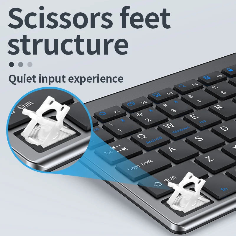 JOMAA Bluetooth-&2.4G-USB-Tastatur-und-Maus-Set für Laptop, Computer und iPad, wiederaufladbare kabellose Tastatur-und-Maus-Kombination, leise