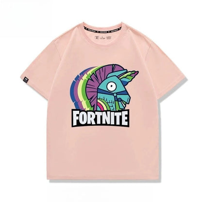 Nowa kreatywna koszulka Fortnite z krótkim rękawem, efektownym nadrukiem cartoon, oddychająca i pochłaniająca pot, dla kobiet i mężczyzn