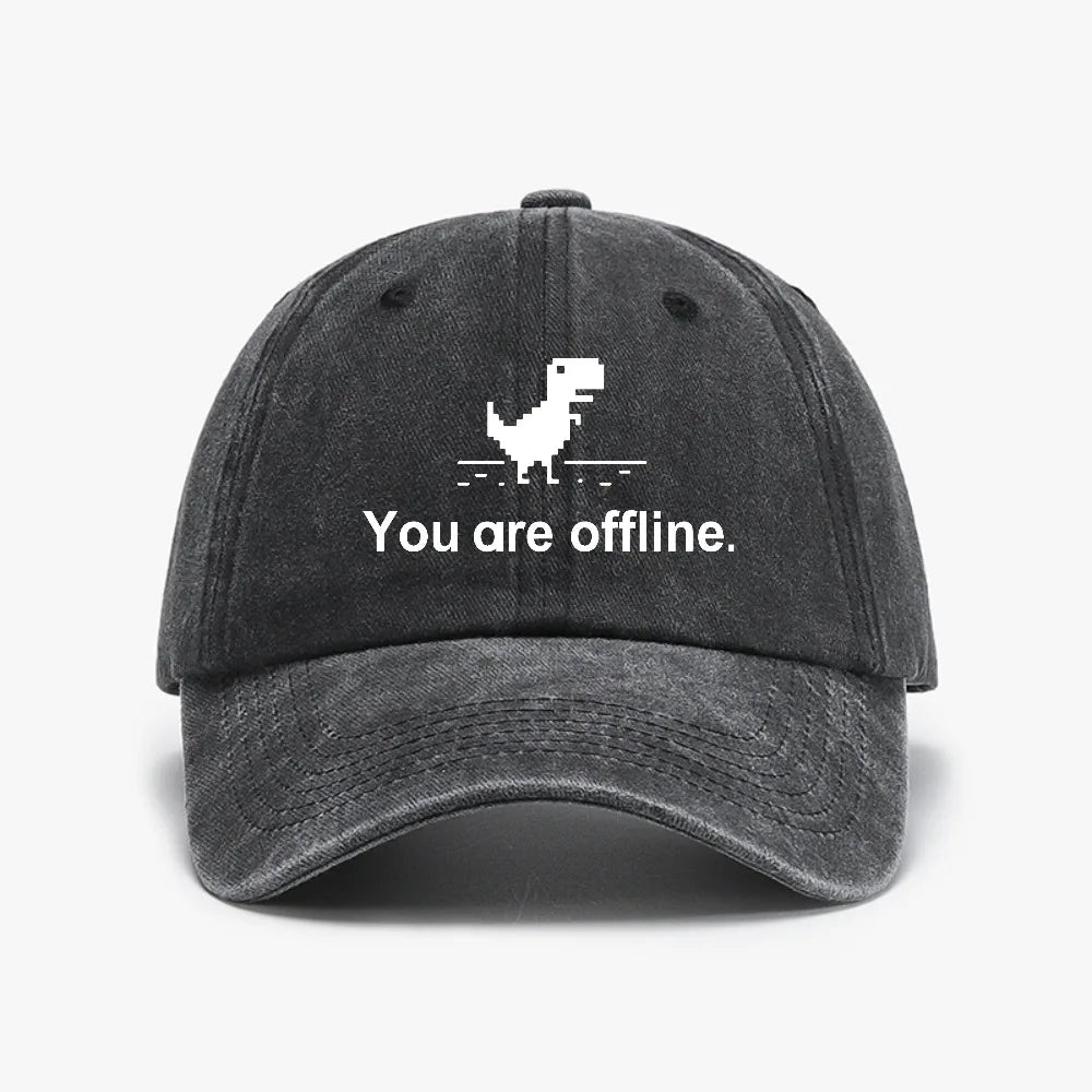 You Are Offline Funny Low Resolution Pixel Dinosaur Baseball Caps Peaked Cap Computer Cpu Core Sun Shade Hat Men Washed hats