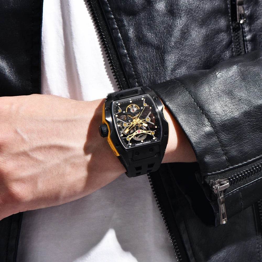 PAGANI DESIGN 42 mm-es új Alien modell, átlátszó hátlapos, átlátszó szerkezetű luxus férfi karóra, zafírüveges, automata férfi karóra