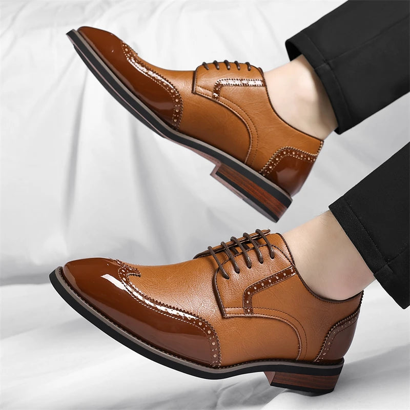 PU Leather Men's Oxford Shoes Heighten Formal Casual Shoes Business Male Suit Shoes New Design Derby Footwear Walking Sneakers