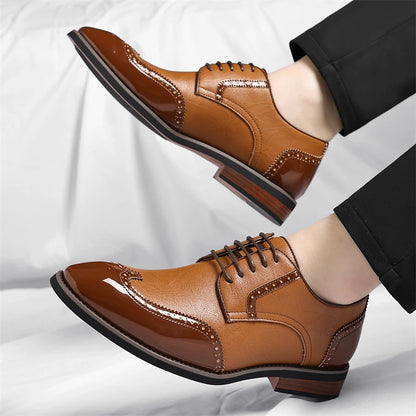PU Leather Men's Oxford Shoes Heighten Formal Casual Shoes Business Male Suit Shoes New Design Derby Footwear Walking Sneakers