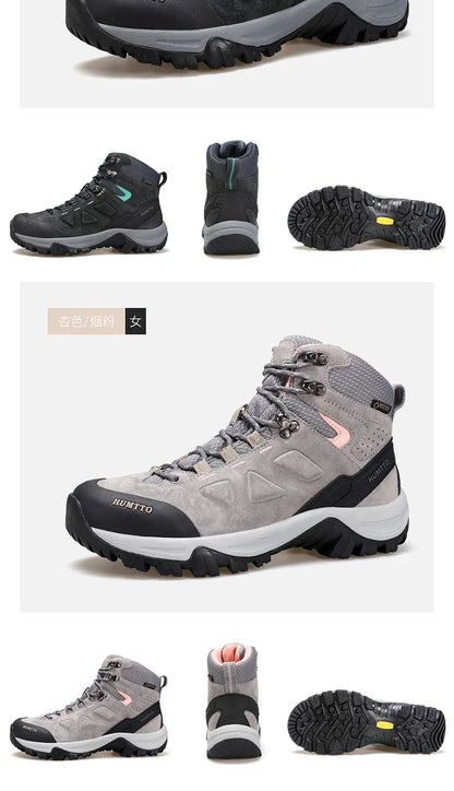 HUMTTO Buty trekkingowe męskie wodoodporne buty myśliwskie taktyczne pustynne buty bojowe za kostkę do trekkingu dla mężczyzn i kobiet ciepłe skórzane sneakersy
