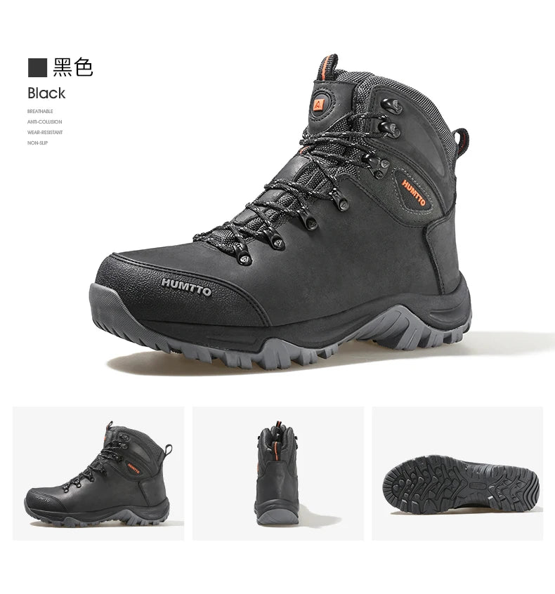 HUMTTO Buty trekkingowe męskie wodoodporne buty myśliwskie taktyczne pustynne buty bojowe za kostkę do trekkingu dla mężczyzn i kobiet ciepłe skórzane sneakersy