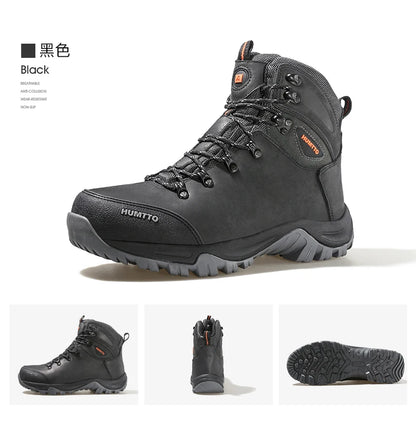 HUMTTO Buty trekkingowe męskie wodoodporne buty myśliwskie taktyczne pustynne buty bojowe za kostkę do trekkingu dla mężczyzn i kobiet ciepłe skórzane sneakersy