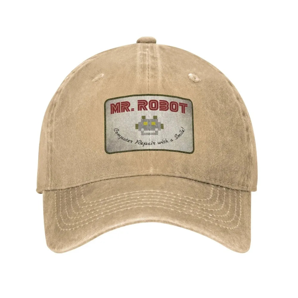 Czapki baseballowe dla mężczyzn z nadrukiem „Computer with Sourires”, „Anime”, „Funny”, „Mr Robot”, „Custom”, „Retro Cowboy” i „Washed” – dżinsowe czapki przeciwsłoneczne w stylu hip-hopowym