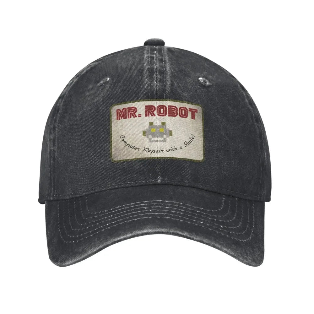 Czapki baseballowe dla mężczyzn z nadrukiem „Computer with Sourires”, „Anime”, „Funny”, „Mr Robot”, „Custom”, „Retro Cowboy” i „Washed” – dżinsowe czapki przeciwsłoneczne w stylu hip-hopowym