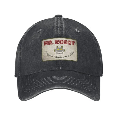 Czapki baseballowe dla mężczyzn z nadrukiem „Computer with Sourires”, „Anime”, „Funny”, „Mr Robot”, „Custom”, „Retro Cowboy” i „Washed” – dżinsowe czapki przeciwsłoneczne w stylu hip-hopowym