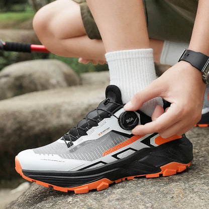 Chaussures de course pour hommes 2025 nouvelles chaussures de randonnée hors route en plein air en maille respirante amorti chaussures de marche plates en maille souple pour homme