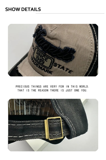 Gorras de béisbol vintage coreanas lavadas para hombre y mujer, de algodón, con cierre snapback, bordado de letras, versátiles, modernas e informales con efecto desgastado