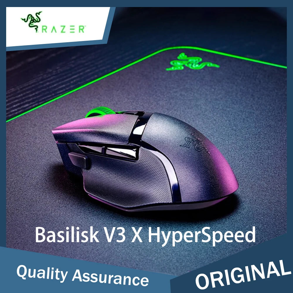 Originali Razer Basilisk V3 X HyperSpeed pritaikoma belaidė žaidimų pelė su 18K optiniu jutikliu, Chroma RGB ir 9 programuojamais valdikliais