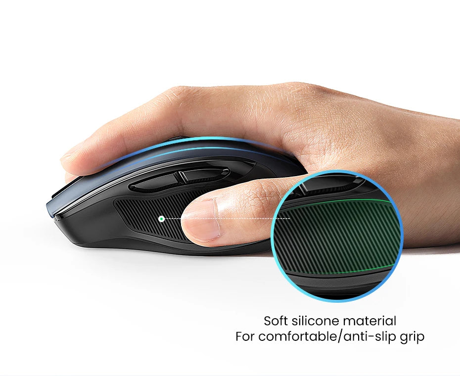 Mysz bezprzewodowa UGREEN Bluetooth 5.0, ergonomiczna, 4000DPI, 6 cichych przycisków, do MacBooka, tabletu, laptopów, komputera PC, 2.4G