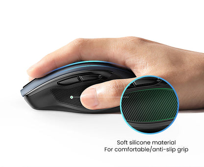 Mysz bezprzewodowa UGREEN Bluetooth 5.0, ergonomiczna, 4000DPI, 6 cichych przycisków, do MacBooka, tabletu, laptopów, komputera PC, 2.4G