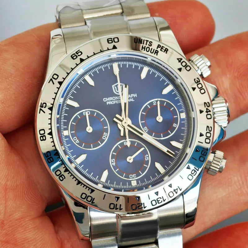 Watchdives WD16500 V2 Quartz Watch VK63 Sweep Sports Chronograph Watches Sapphire AR Coating BGW9 Luminous Waterproof Watches