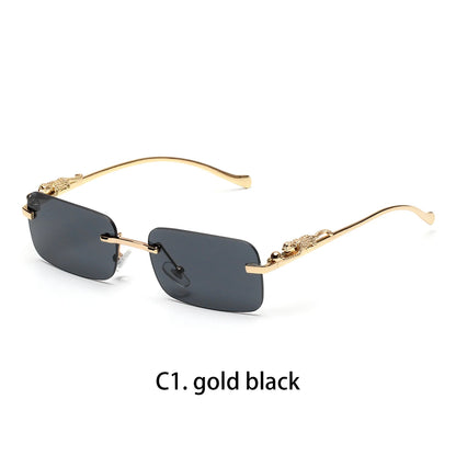 Ruiao rimless sunglasses UV400 fashion square metal glasses for men women designer man's brand sun glasses shades for outdoor