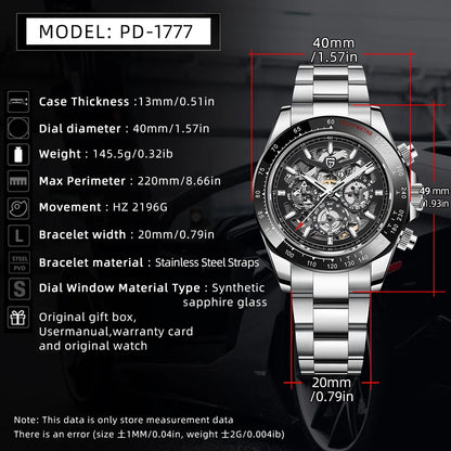 PAGANI DESIGN Men's Automatic Mechanical Watch Stainless Steel Waterproof Sport 10Bar Luxury Casual Watch for Men Reloj Hombre
