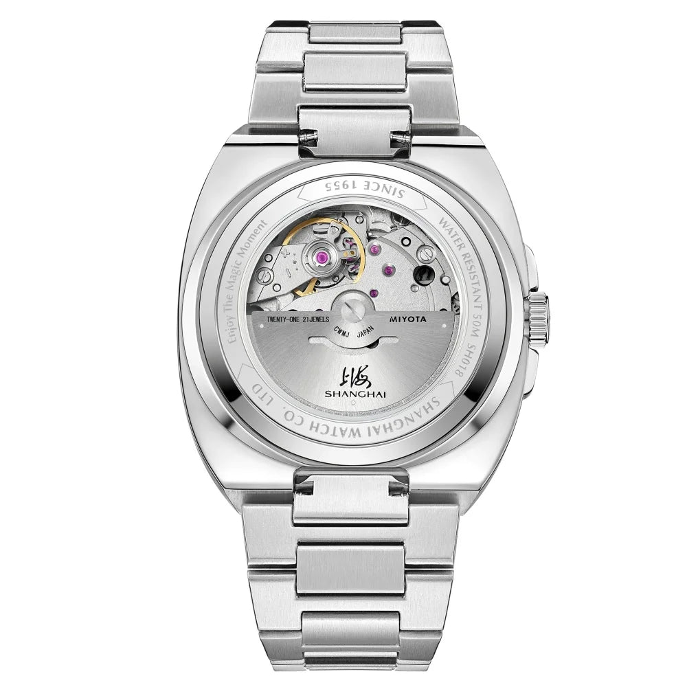 Shanghai Watch automatikus mechanikus, négyzet alakú számlapos férfi karóra, világító, 50 m-ig vízálló, dátumkijelzős, alkalmi karóra SH018