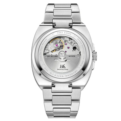 Shanghai Watch automatikus mechanikus, négyzet alakú számlapos férfi karóra, világító, 50 m-ig vízálló, dátumkijelzős, alkalmi karóra SH018