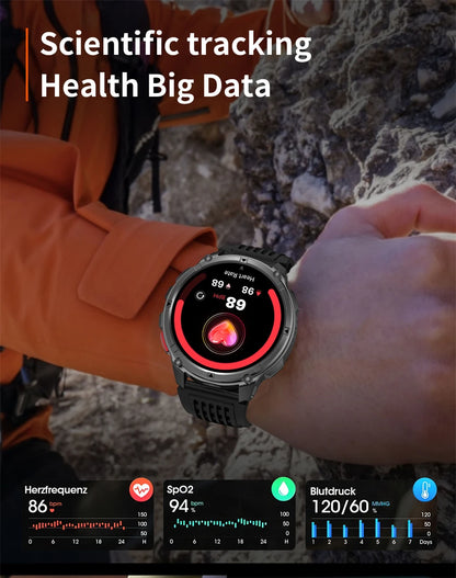 2026 T-Rex 3 Style Smartwatch for Men  1100mAh Battery, GPS, 10ATM Waterproof, Bluetooth Calling & Sports Tracker